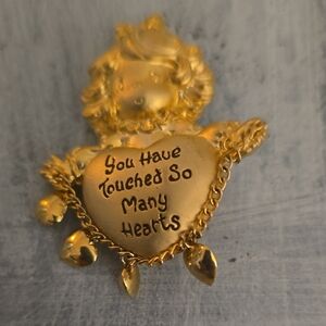 Gold Angel Precious Moments Heart Brooch